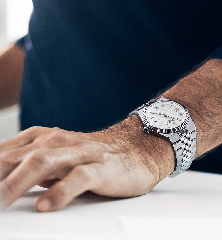 rolex the land dweller roger federer wrist watch and rfederer 2411ab 2 portrait